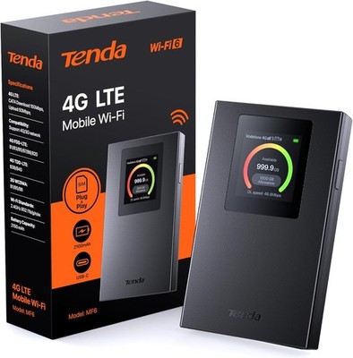 Tenda MF6 Mobiler 4G LTE Router 150Mbps Wi-Fi 6 Hotspot LCD Display Schwarz