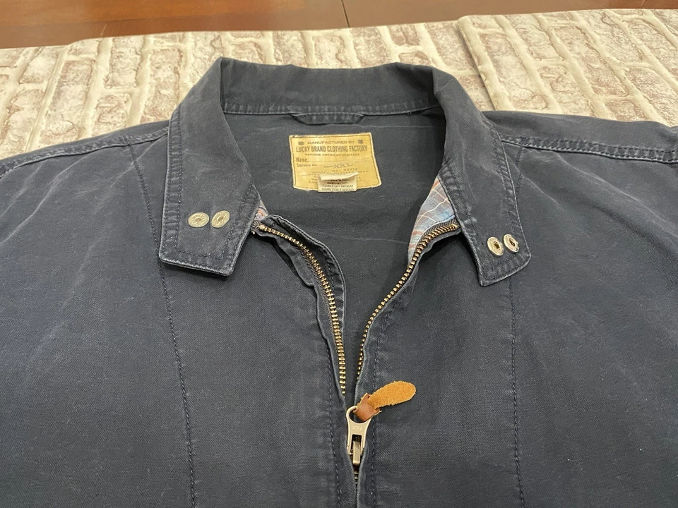 Chaqueta Lucky Brand XXL Para Hombres Tareas Abrigo Cuello Bombardero Azul Marino Utilidad Trabajo Y2K Foto 2 de 4