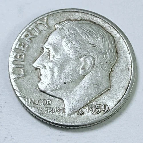 1959 D Roosevelt 10c Dime 90% Silver Circulated Coin #7828