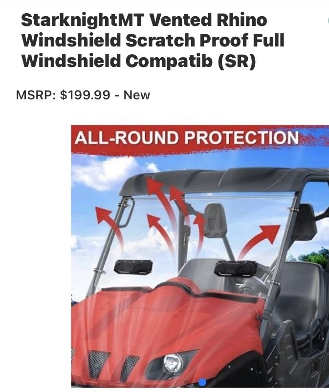 Starknight MT Vented Rhino Scratch Proof Full Windshield - Image 2 of 3