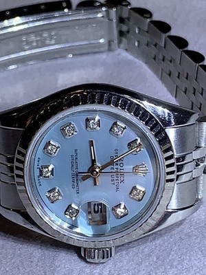 Womens Rolex Oyster Perpetual DateJust 79174  Ocean Blue Diamond Marker