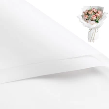 20 Sheets Flower Wrapping Paper - 22.4 x 22.4 inch Pure White Water-Resistant Fl