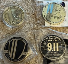FDNY Challenge Coins - September 11th Anniversaries - 5th, 15th, 20th and 25th.
