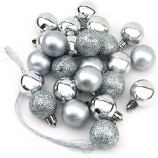 24 kleine mini Weihnachtskugeln Kugeln Weihnachten Baumschmuck Silber (Silber)