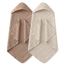 Hooded Baby Towels for Newborn 2 Pack 100 Muslin Organic Cotton Baby Bath Towel