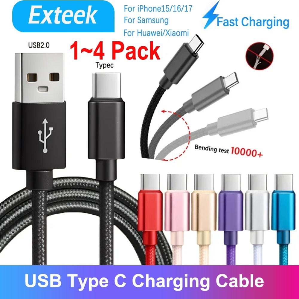 0.25m-3m Braided USB Type C Data Charging Cable For Samsung Huawei iPhone 17 16