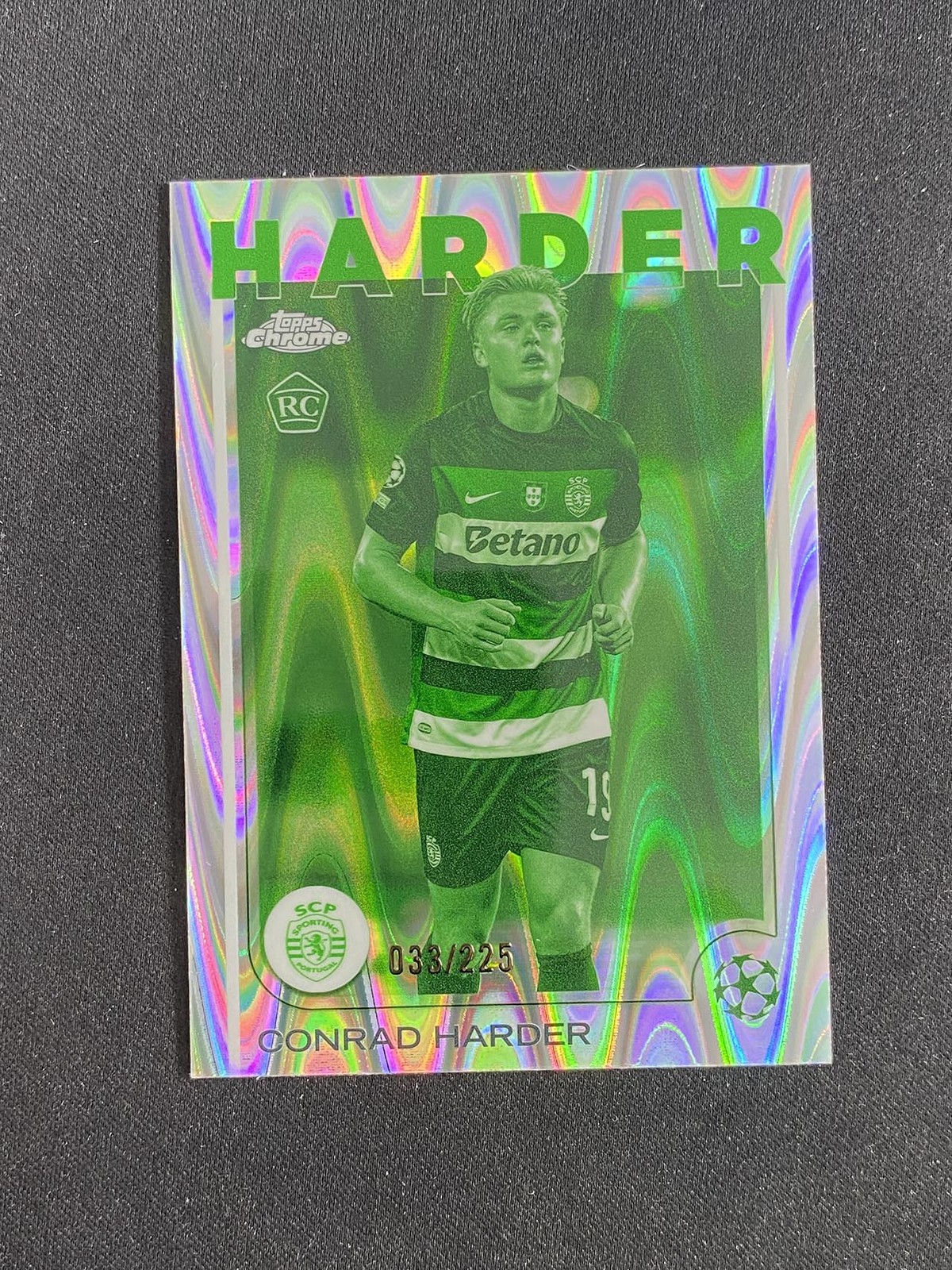 Conrad Harder 2024-25 Topps Chrome UEFA Night Vision Raywave 033/225 RC #177