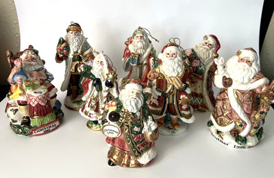 8 VTG.  Fitz & Floyd St. Nick Figural Santa Christmas Collection 4.5-5.5 Inches
