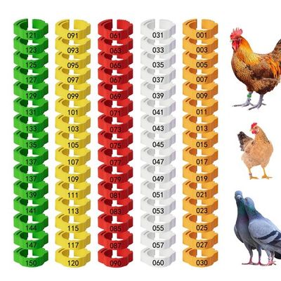 #ad Adjustable 150 Pcs Chicken Leg Rings Colorful Numbered Chicken Identification $12.62