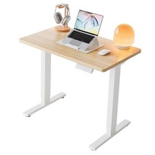 32" Small Electric Standing Desk Adjustable Height, 4 32" x 19" Light Walnut