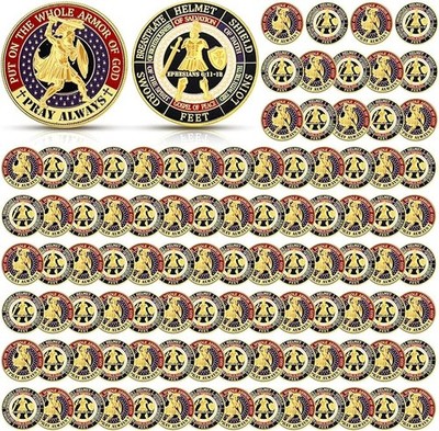 Siifert 100 Pcs Armor of God Coins Christian Challenge