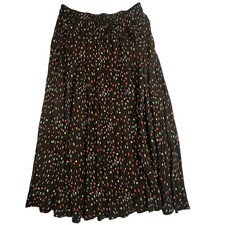 Plus Size 90s Vintage Sequel Multi Color Confetti Rayon Midi Skirt Black Sz 16