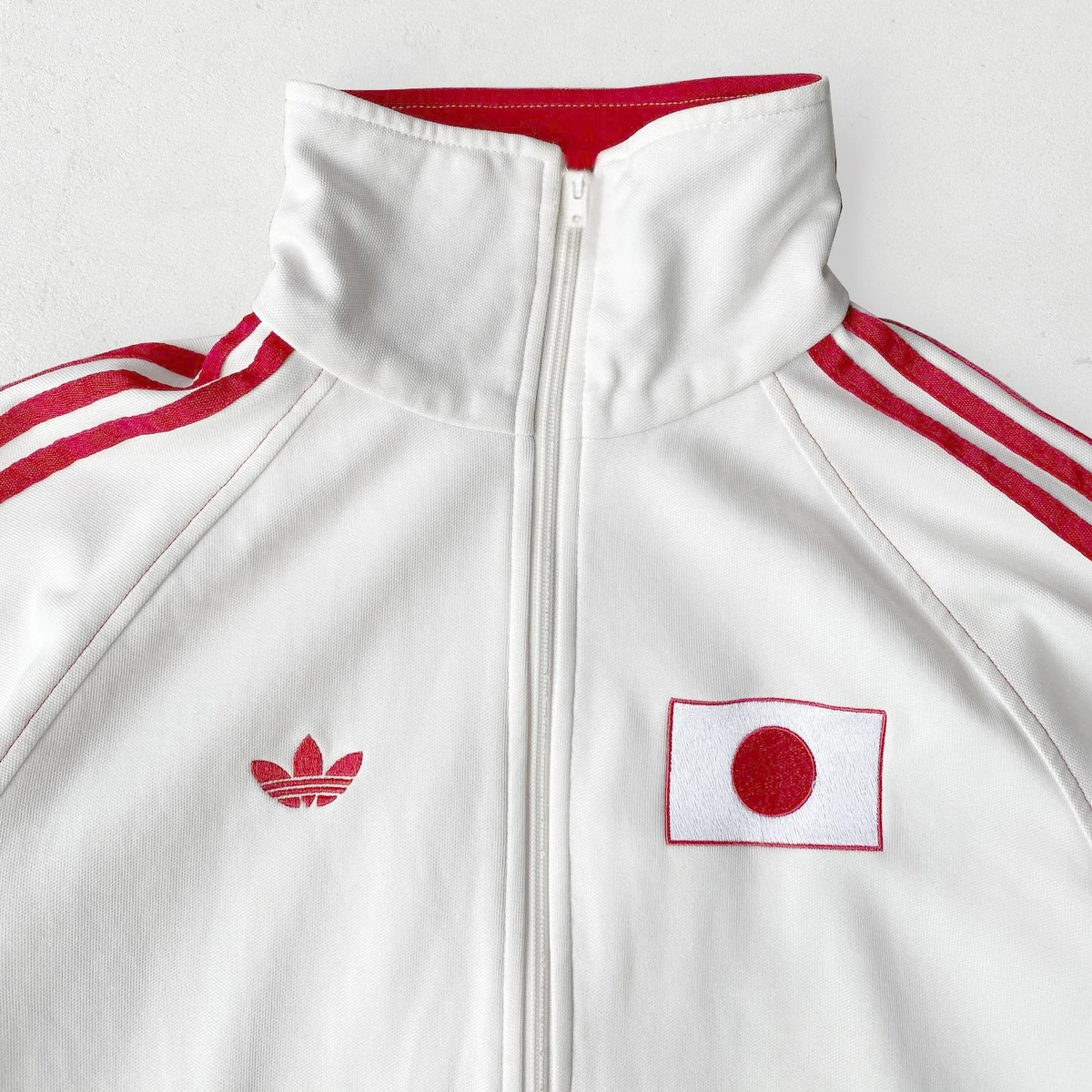 Men's Vintage Adidas Japan Olympic Track Jacket White & Red Cotton