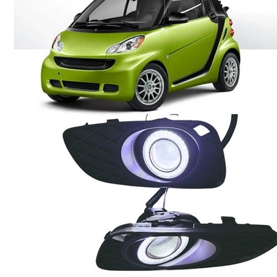 LED DRL Fog Lamp COB Projector Angel Eye Halo Ring Braker For 08-22 Smart Fortwo