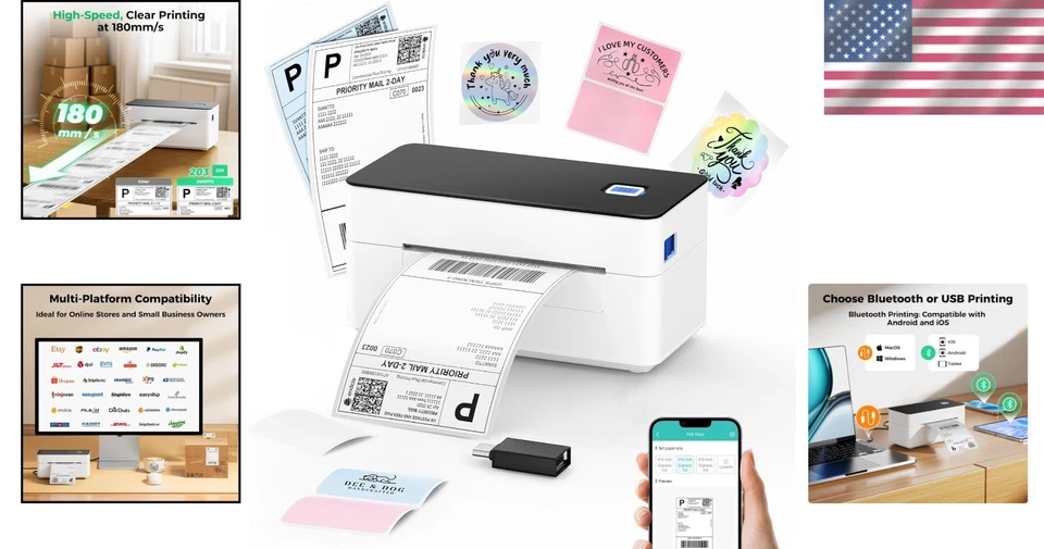 Universal 4x6 Label Printer with Bluetooth for All Devices - Ink-Free Printing - Image 2 of 4
