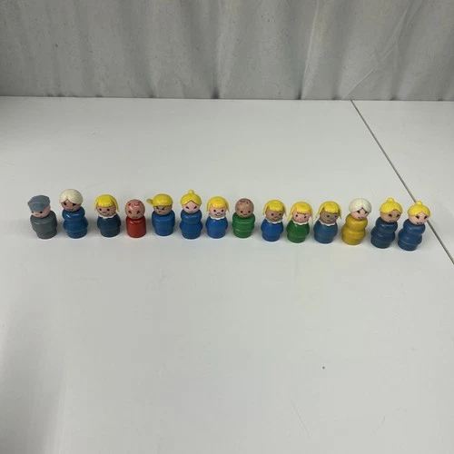 VTG Fisher Price Little People Mixed Lot Of 14 Wood Figures