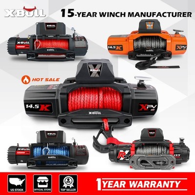 X-BULL Electric Winch 10000LB 12000lbs 14500LBS Synthetic Rope Trailer 10K Winch