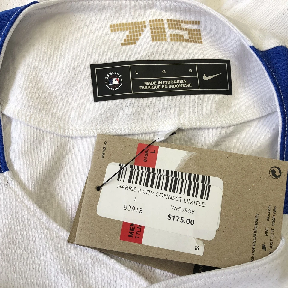 Nueva camiseta blanca para hombre Atlanta Braves Nike 2023 City Connect Limited L nueva con etiquetas $175 Foto 3 de 4