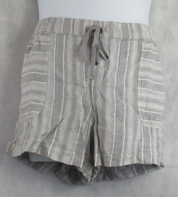 Style & Co. Women's Striped Linen-Blend Shorts, Gray Stripe Combo, XL
