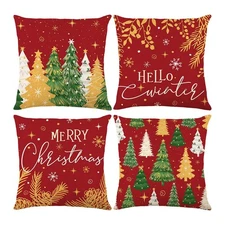 Christmas Decorations - Christmas Pillow Covers 18 x 18 Inches Set of 4,Xmas ...