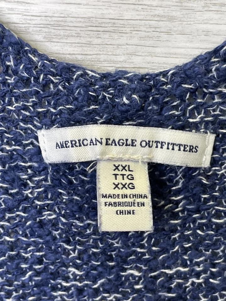Suéter American Eagle para mujer 2XL a rayas entrecruzadas espalda sin mangas pulóver Foto 4 de 4