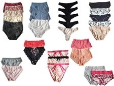 M&S Knickers Pants Ladies Lace Top Tanga Brief Full 2, 3 or 5 Pair Pack Size 6