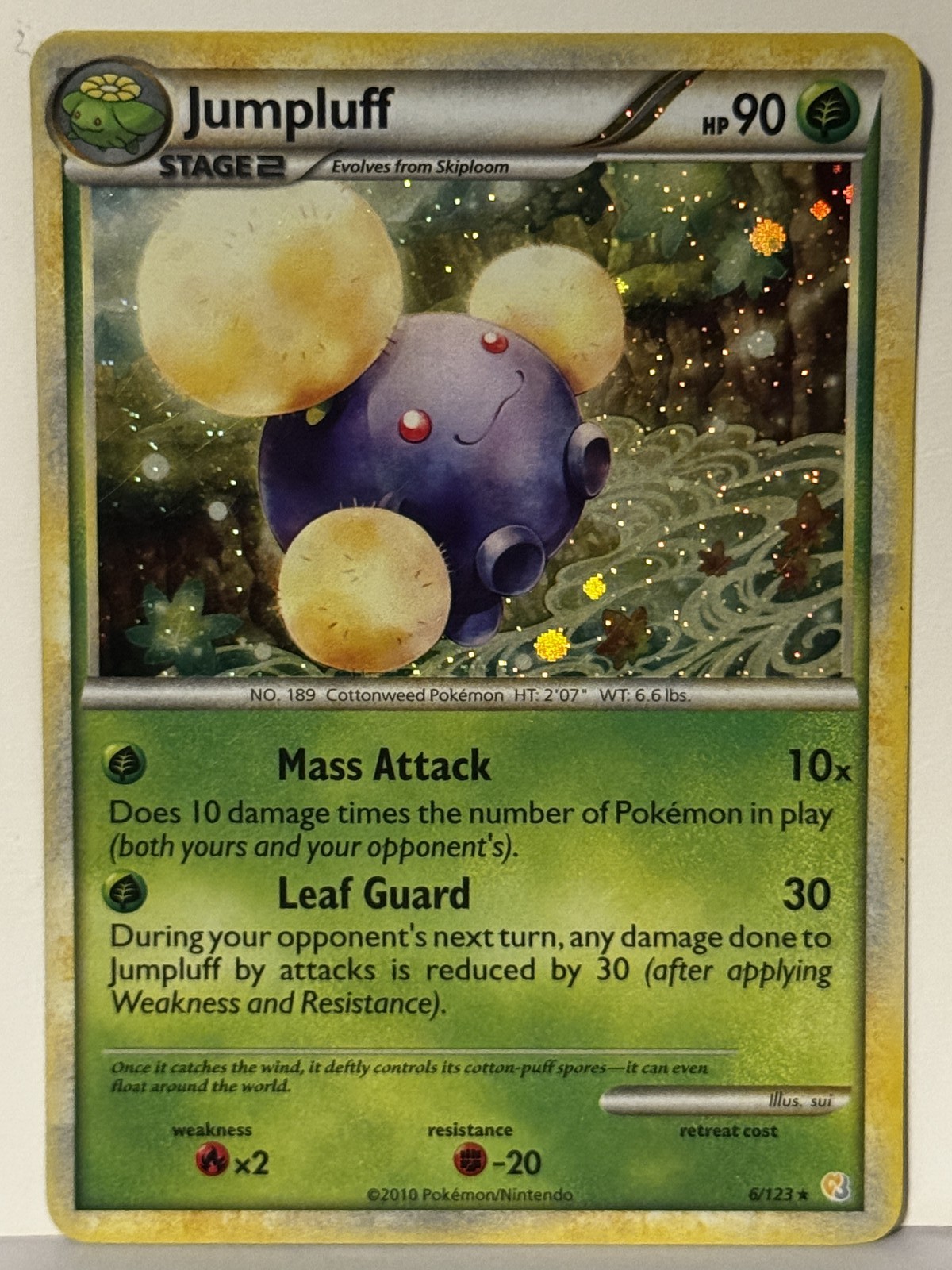 Jumpluff Holo 6/123 HeartGold SoulSilver LP Pokemon Fast Ship