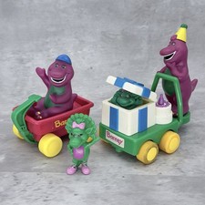 BARNEY Dinosaur BABY BOP Push Along LOT Figures Toy Party Cake 1993 Vtg