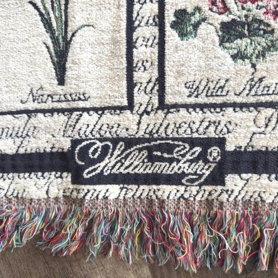 Manta tapiz floral base Williamsburg colonial vintage, 52" x 40" Foto 3 de 4