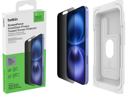 Belkin ScreenForce InvisiGlass Privacy Screen Protector iPhone 14/15/16 Plus Pro - Picture 2 of 6