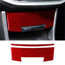 2Pcs Red Carbon Fiber Central Storage Box Cover Trim For Honda Accord 2013-17