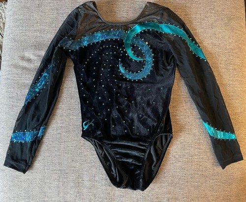 GK ELITE Body Ginnastica Competizione Strass Blu Teal Tg AS con Giacca - Foto 2 di 10