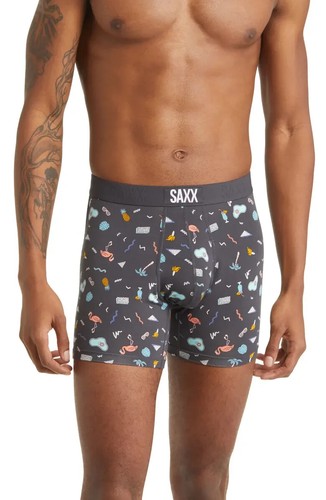 SAXX VIBE SUPER SOFT BOXER BRIEFS MEN'S FUN BITS 2.0- FD BLACK SIZE XXL