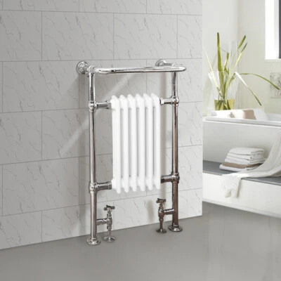 KBSTAR Traditional Victorian Heated Towel Rail Bathroom Radiator 952x568mm Chrome White
