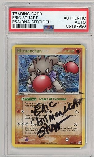 PSA Signed Eric Staurt Pokemon Hitmonchan 24/115 Unseen Forces Reverse Holo 2005
