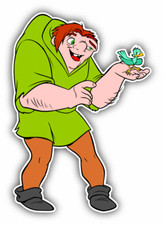 Quasimodo Cartoon Car Bumper Sticker Decal 3'' x 5''