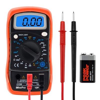 WeePro Vpro850L Digital Multimeter DC AC Voltmeter, Ohm Volt Amp Test Meter, US