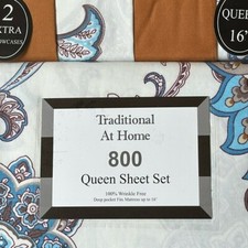 Transitional at Home 6pc Queen Sheet Set Blue Paisley Print