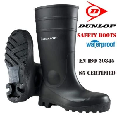 Mens Ladies Dunlop Safety Wellingtons Wellies Rain Mucker Steel Toe Caps Boots