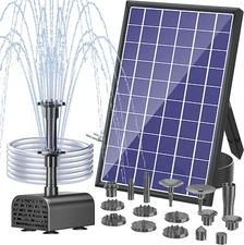 POPOSOAP Solar Water Fountain Pump with 3000Mah Battery, 7W Solar Bird Bath Foun