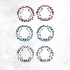 Paved Circle Crystal CZ Clip On Nipple Ring Non Piercing Jewelry Sold as Pair