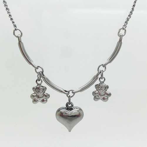 Zierliche Damen Halskette mit Bärchen Herz Anhänger incl. Kette Silber 820050 - Picture 3 of 3