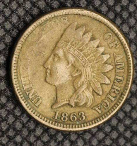 1863 Indian Head Penny - Beautiful EF/AU Coin - Diamonds + Full Liberty 1082