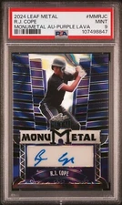 2024 LEAF METAL R.J. COPE MONUMETAL PUPLE LAVA AUTO #6/9 PSA 9 MINT SIGNATURE