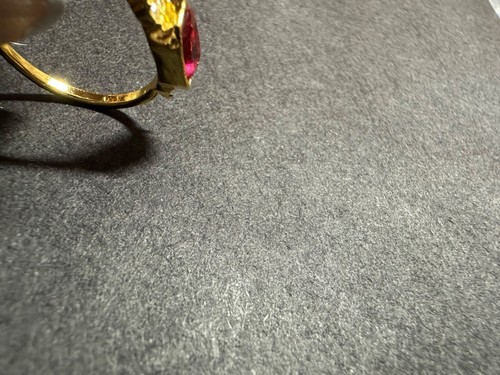 925 Goldtone Plated Dainty Red and Clear Rhinestone Ring Size 9 - Picture 7 of 7