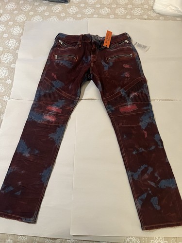 Rock Revival Elroy Skinny Moto S202 Mens Acid Wash Biker Jeans Pant Size 30 eBay