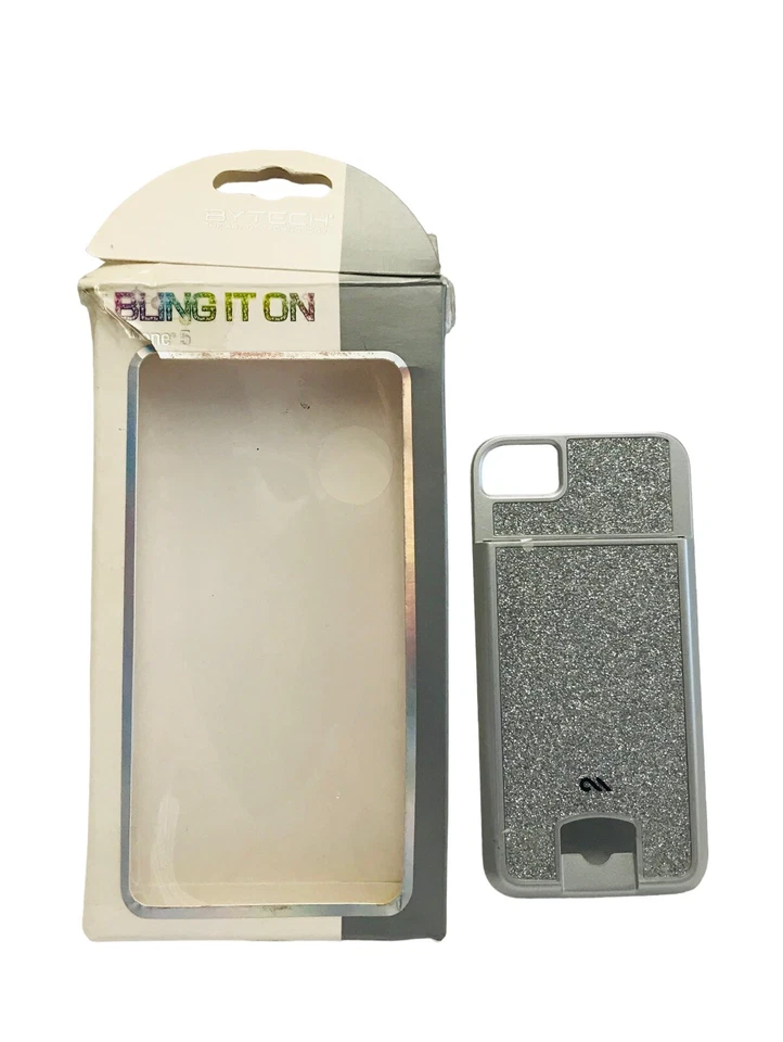 Por Tech Bling It On Plateado Brillo Glamour Moda Estuche iPhone 5/5S/SE Portatarjetas Foto 2 de 4