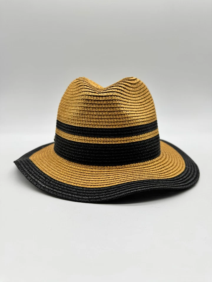 Chapéu fedora feminino ajustável papel listrado RALPH LAUREN - NATURAL/PRETO - Imagem 2 de 4
