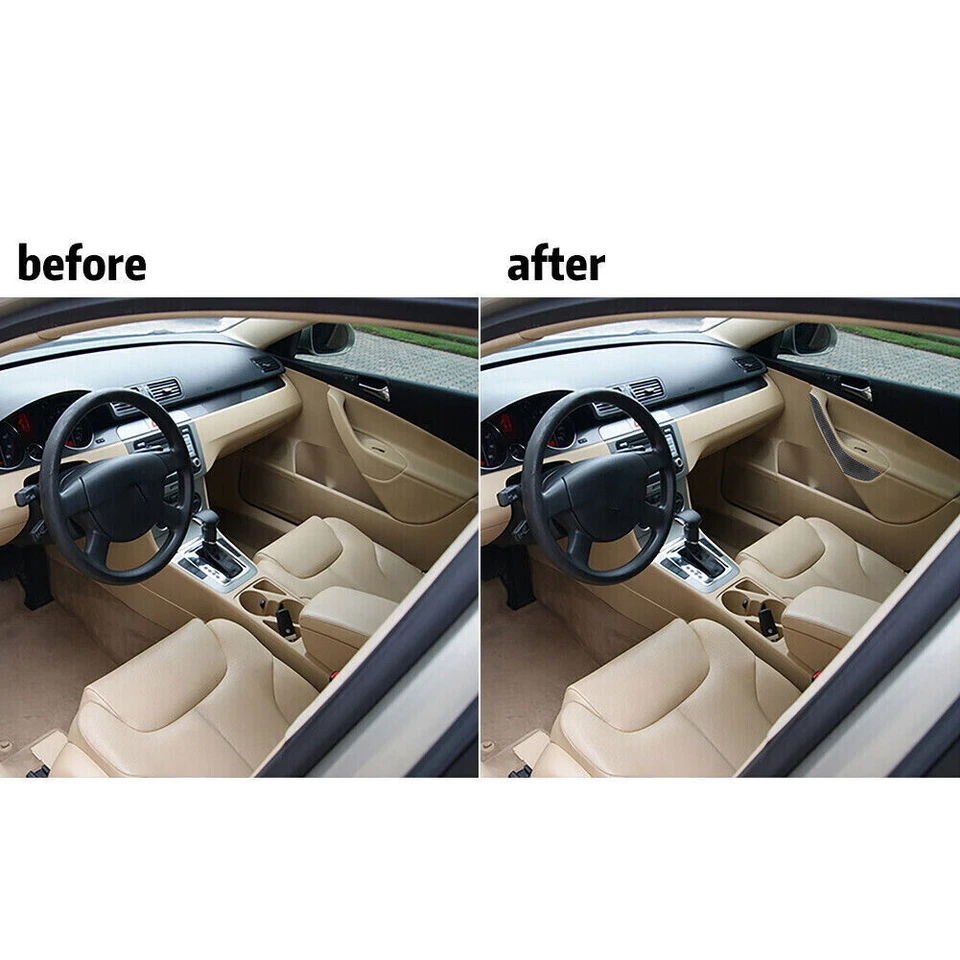 Cubierta de reposabrazos de fibra de carbono para Volkswagen Passat 2006-2011 2 piezas Foto 3 de 4