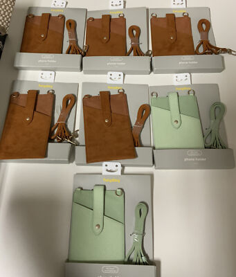  HEYDAY  Phone Holder Crossbody Brown/green Faux Leather    LOT OF 7 